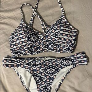 Jessica Simpson Black and Pink Patterned Bikini